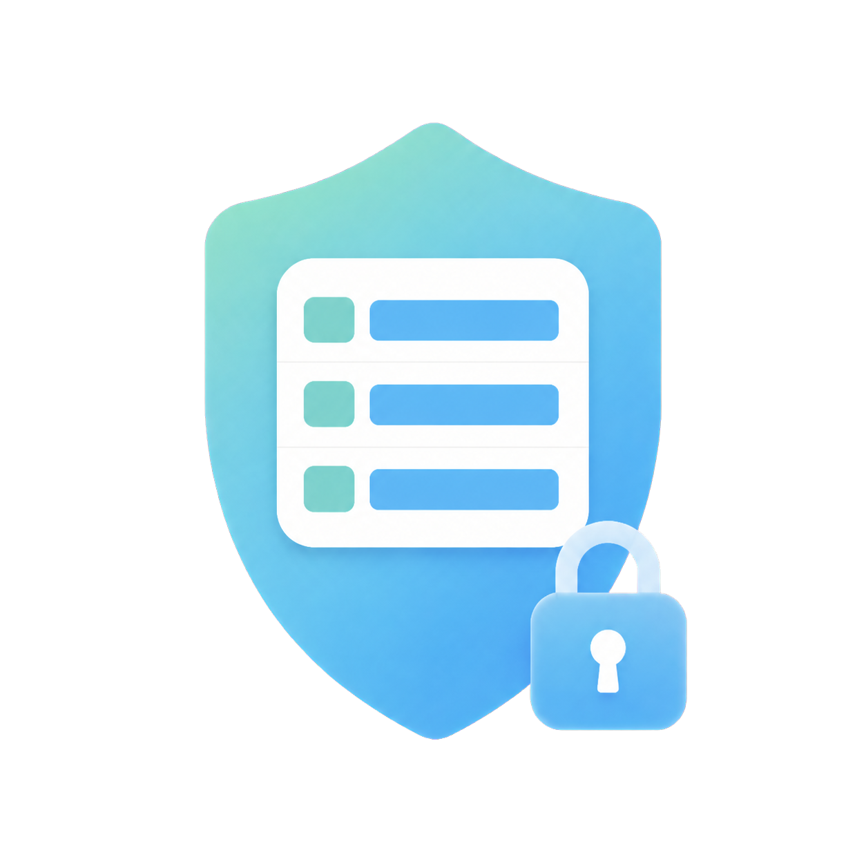 A contact list protected by a shield and lock.